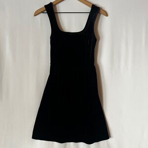 Old Navy Black Velvet Fit & Flare Mini Dress XS Coquette Holiday Party LBD Sleek